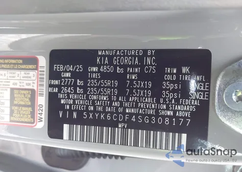 2025 Kia Sportage X-Line из США, поврежденный, VIN 5XYK6CDF4SG308177